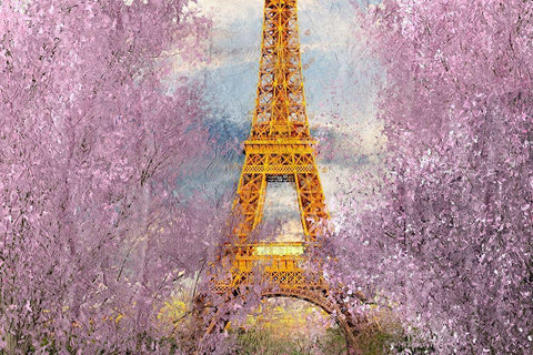 Paris in Bloom Black Ornate Wood Framed Art Print with Double Matting by Kimberly, Allen