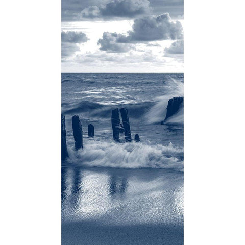 Against the Waves 5 Black Modern Wood Framed Art Print by Kimberly, Allen