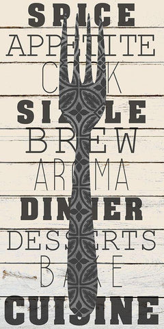 Cutlery 1 White Modern Wood Framed Art Print with Double Matting by Kimberly, Allen