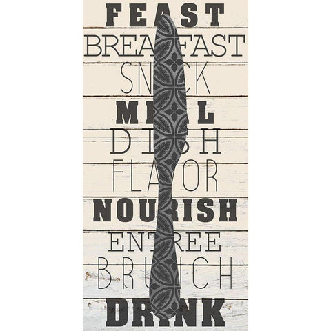 Cutlery 3 Black Modern Wood Framed Art Print with Double Matting by Kimberly, Allen