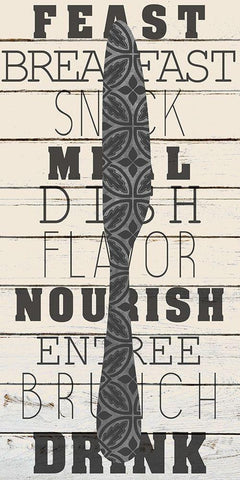 Cutlery 3 White Modern Wood Framed Art Print with Double Matting by Kimberly, Allen