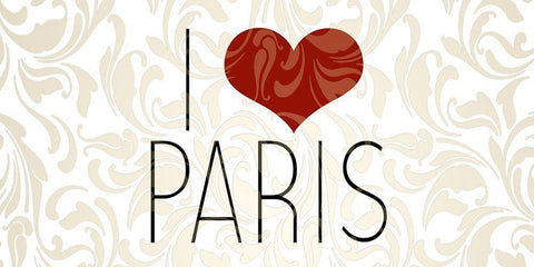 I Love Paris 3 White Modern Wood Framed Art Print with Double Matting by Kimberly, Allen