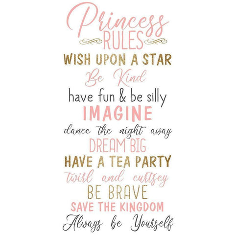 Princess Rules Black Modern Wood Framed Art Print by Kimberly, Allen