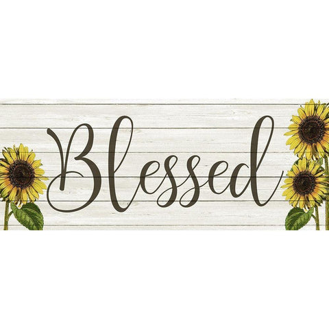 Sunflower Blessed White Modern Wood Framed Art Print by Kimberly, Allen