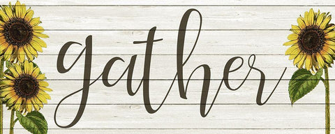 Sunflower Gather White Modern Wood Framed Art Print with Double Matting by Kimberly, Allen