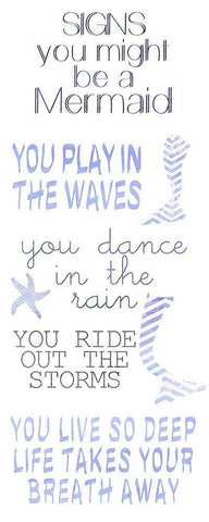 Mermaid Signs White Modern Wood Framed Art Print with Double Matting by Kimberly, Allen