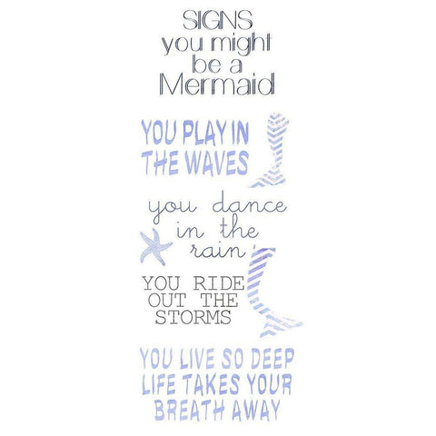 Mermaid Signs Black Modern Wood Framed Art Print with Double Matting by Kimberly, Allen