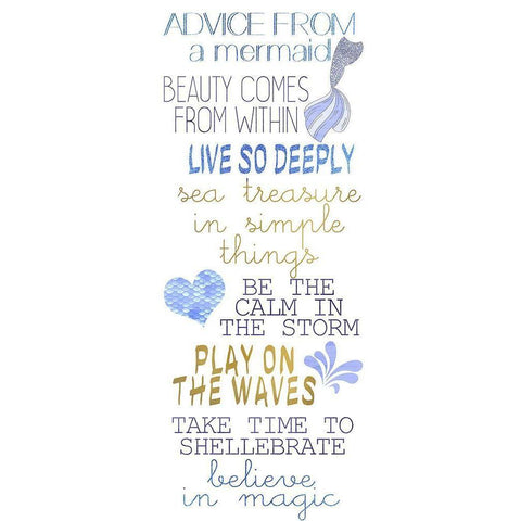 Mermaid Advice v2 Gold Ornate Wood Framed Art Print with Double Matting by Kimberly, Allen