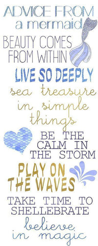 Mermaid Advice v2 White Modern Wood Framed Art Print with Double Matting by Kimberly, Allen
