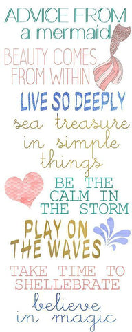 Mermaid Advice v3 White Modern Wood Framed Art Print with Double Matting by Kimberly, Allen