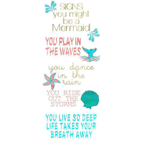 Mermaid Signs v3 White Modern Wood Framed Art Print by Kimberly, Allen