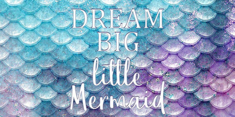 Dream Big Little Mermaid White Modern Wood Framed Art Print with Double Matting by Kimberly, Allen