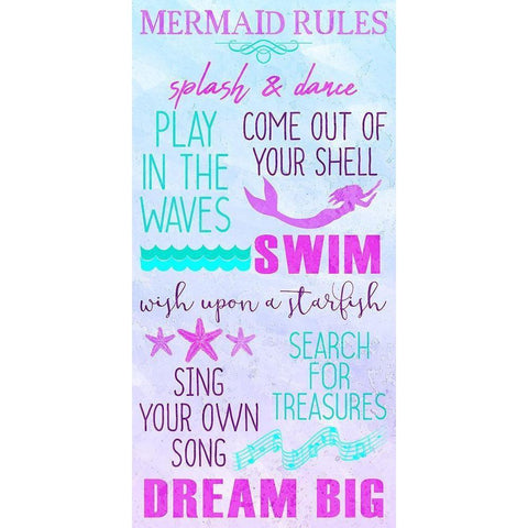 Mermaid Rules Panel White Modern Wood Framed Art Print by Kimberly, Allen