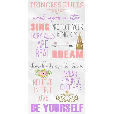 Princess Rules Panel Black Modern Wood Framed Art Print with Double Matting by Kimberly, Allen