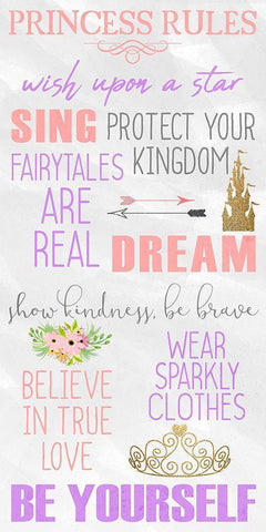 Princess Rules Panel Black Ornate Wood Framed Art Print with Double Matting by Kimberly, Allen