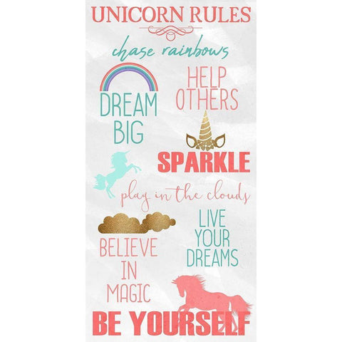 Unicorn Rules Panel Black Modern Wood Framed Art Print with Double Matting by Kimberly, Allen