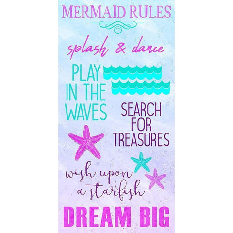 Mermaid Rules 1 Gold Ornate Wood Framed Art Print with Double Matting by Kimberly, Allen