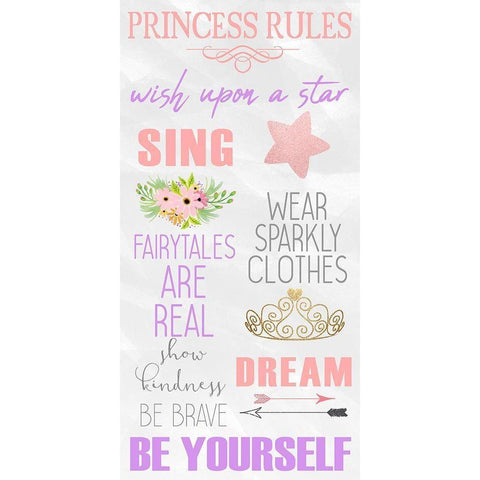 Rules for Princesses 1 Black Modern Wood Framed Art Print by Kimberly, Allen
