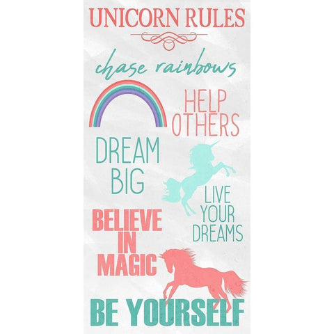 Unicorn Rules 1 White Modern Wood Framed Art Print by Kimberly, Allen
