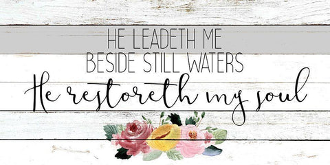 He Leadeth Me White Modern Wood Framed Art Print with Double Matting by Kimberly, Allen