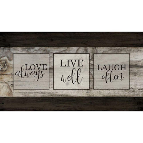 Love Live Laugh Plank White Modern Wood Framed Art Print by Kimberly, Allen