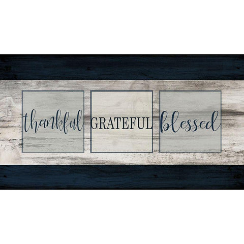 Thankful Grateful Blessed Plank White Modern Wood Framed Art Print by Kimberly, Allen