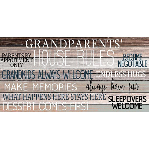 Grandparents House Rules White Modern Wood Framed Art Print by Allen, Kimberly
