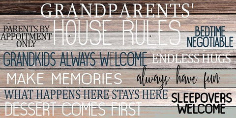 Grandparents House Rules Black Ornate Wood Framed Art Print with Double Matting by Allen, Kimberly