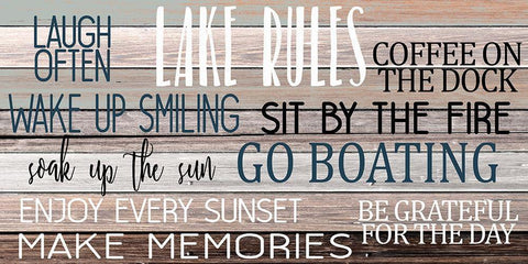 Lake Rules White Modern Wood Framed Art Print with Double Matting by Allen, Kimberly