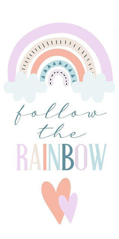 Follow the Rainbow 1 White Modern Wood Framed Art Print with Double Matting by Allen, Kimberly