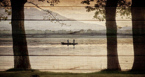 Out Fishing White Modern Wood Framed Art Print with Double Matting by Allen, Kimberly