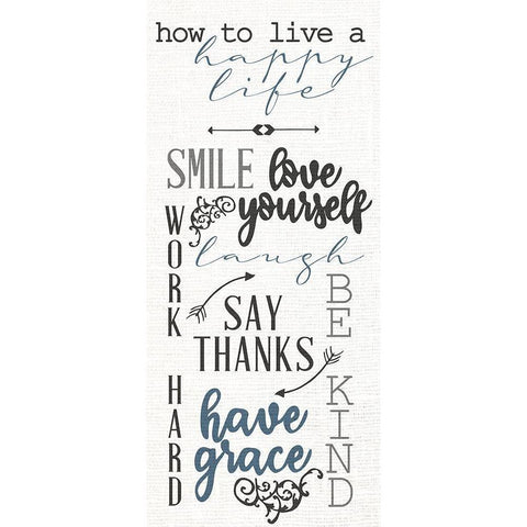 Happy Life Black Modern Wood Framed Art Print with Double Matting by Allen, Kimberly