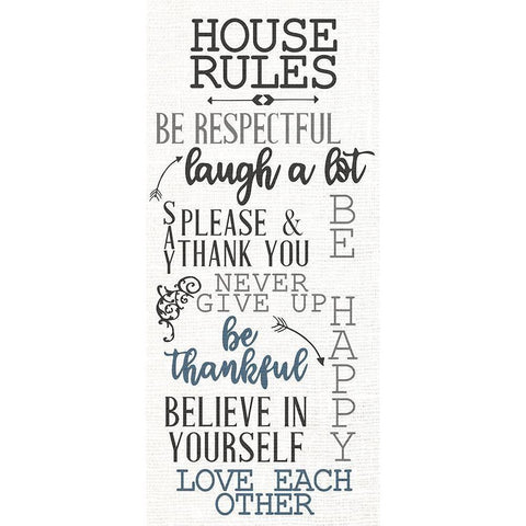 House Rules Black Modern Wood Framed Art Print by Allen, Kimberly