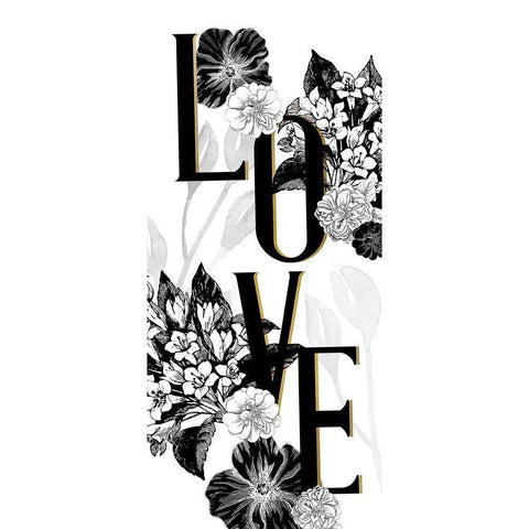 Love Floral Black Modern Wood Framed Art Print with Double Matting by Allen, Kimberly