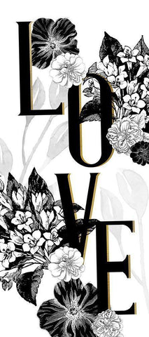 Love Floral Black Ornate Wood Framed Art Print with Double Matting by Allen, Kimberly