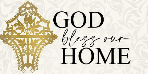 Bless our Home Black Ornate Wood Framed Art Print with Double Matting by Allen, Kimberly