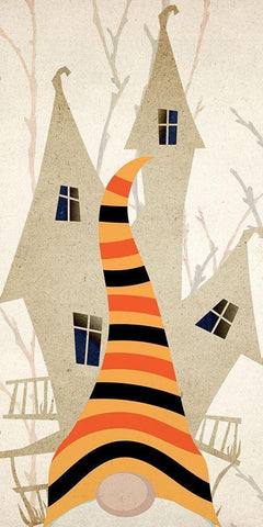 Halloween Gnomes 3 White Modern Wood Framed Art Print with Double Matting by Allen, Kimberly