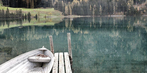 Boat Dock White Modern Wood Framed Art Print with Double Matting by Allen, Kimberly