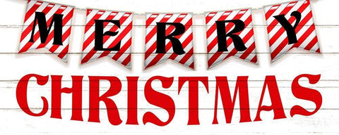 Merry Christmas Canes White Modern Wood Framed Art Print with Double Matting by Allen, Kimberly