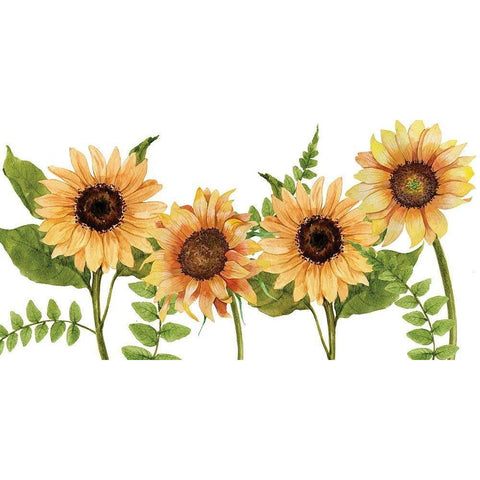 Sunflower Letters v2 Black Modern Wood Framed Art Print with Double Matting by Allen, Kimberly