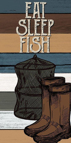 Fishing Panel 3 V2 Black Ornate Wood Framed Art Print with Double Matting by Allen, Kimberly