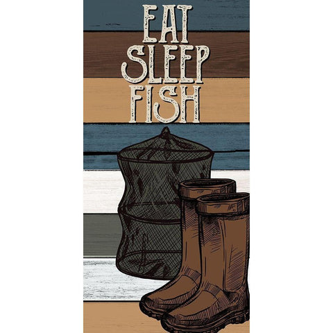 Fishing Panel 3 V2 Black Modern Wood Framed Art Print by Allen, Kimberly