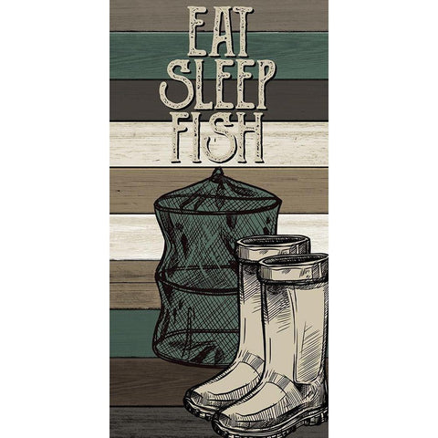 Fishing Panel 3 Black Modern Wood Framed Art Print with Double Matting by Allen, Kimberly