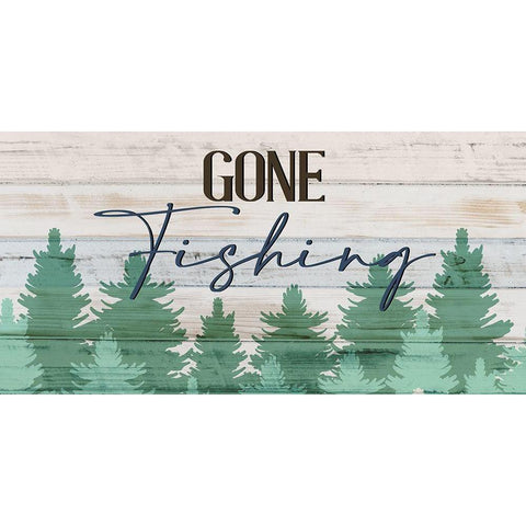 Gone Fishing White Modern Wood Framed Art Print by Allen, Kimberly