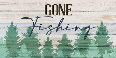 Gone Fishing Black Ornate Wood Framed Art Print with Double Matting by Allen, Kimberly