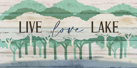 Live Love Lake Panel White Modern Wood Framed Art Print with Double Matting by Allen, Kimberly