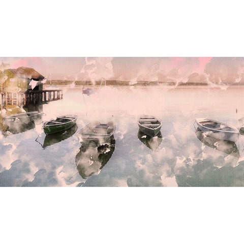 Day On The Lake Black Modern Wood Framed Art Print with Double Matting by Allen, Kimberly