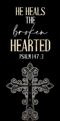 He Heals Black Ornate Wood Framed Art Print with Double Matting by Allen, Kimberly
