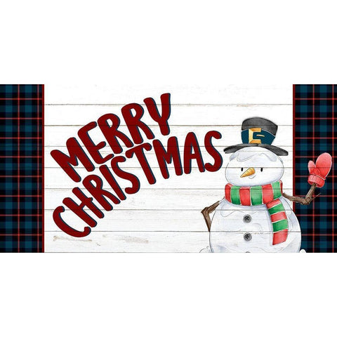 Merry Christmas Snowman Black Modern Wood Framed Art Print by Allen, Kimberly