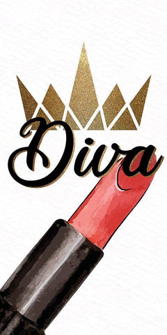 Diva 1 White Modern Wood Framed Art Print with Double Matting by Allen, Kimberly